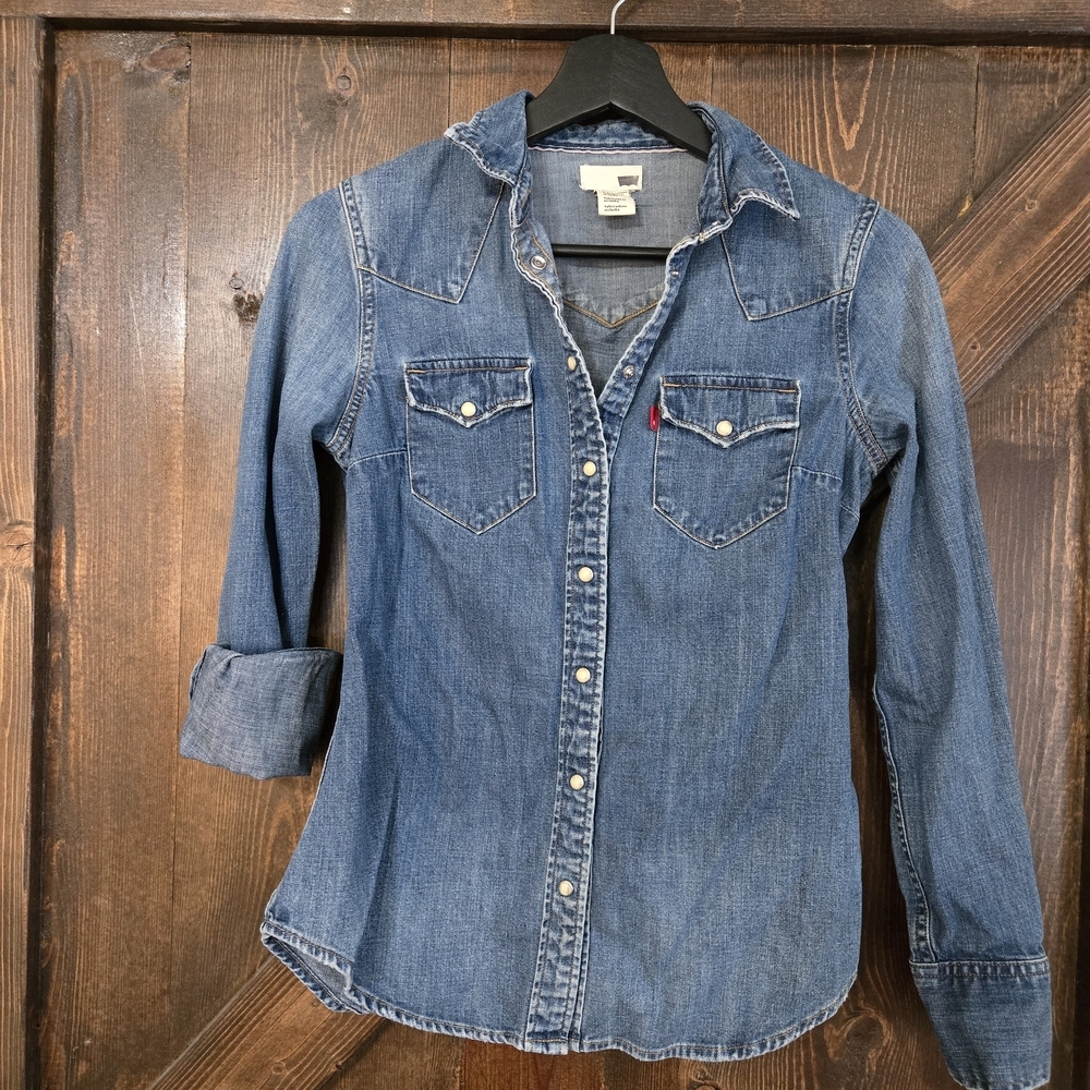 Levi's Blue Denim Pearl Snap Shirt XS